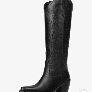 Black Leather Knee-High Boots